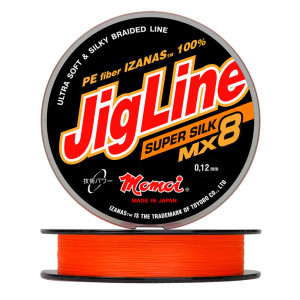 Шнур плетеный JigLine MX8 Super Silk, оранжевый (0..